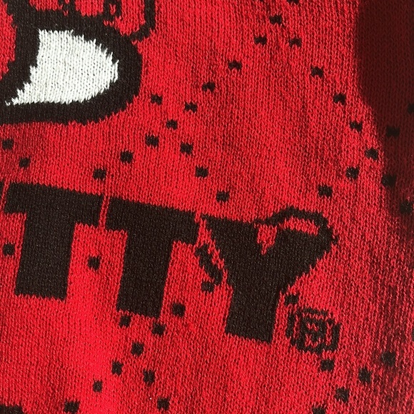 NWT Sanrio Hello Kitty Sweater Pullover XS Long Sleeve Red Bows Retro 70's 80's - Picture 7 of 17